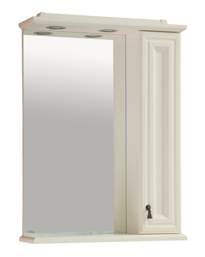 Лувр - 60 Зеркало со шкафчиком, прав., слоновая кость