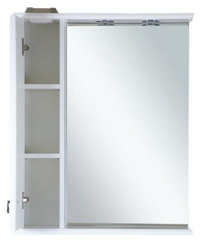 Лувр - 75 Зеркало со шкафчиком, лев., белое