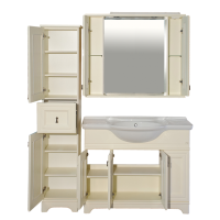 Лувр -105 Зеркало с 2-мя шкафчиками, слоновая кость