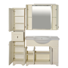 Лувр -105 Зеркало с 2-мя шкафчиками, слоновая кость