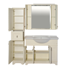 Лувр -105 Зеркало с 2-мя шкафчиками, слоновая кость