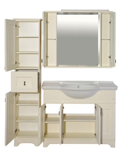 Лувр -105 Зеркало с 2-мя шкафчиками, слоновая кость