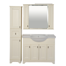 Лувр -105 Зеркало с 2-мя шкафчиками, слоновая кость