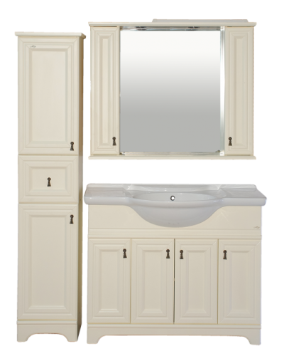 Лувр -105 Зеркало с 2-мя шкафчиками, слоновая кость