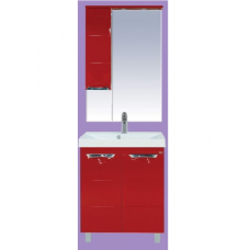 Петра  - 65 Зеркало-шкаф лев.(свет) красная эмаль