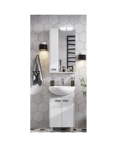 Зеркальный шкаф 50х85 см белый глянец/дуб сомерсет L Акватон Бекка 1A214502BAC20