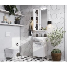 Зеркальный шкаф 50х85 см белый глянец/дуб сомерсет L Акватон Бекка 1A214502BAC20