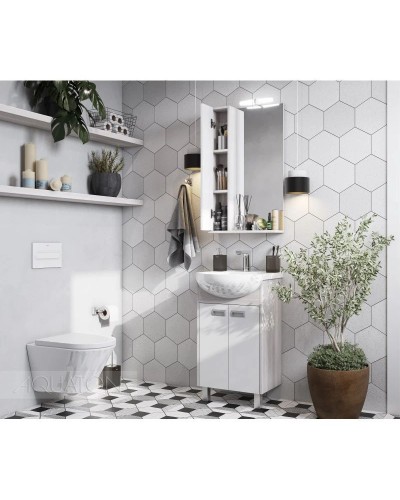 Зеркальный шкаф 50х85 см белый глянец/дуб сомерсет L Акватон Бекка 1A214502BAC20