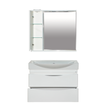 Элвис - 85 Зеркало-шкаф лев. (свет)  белая эмаль