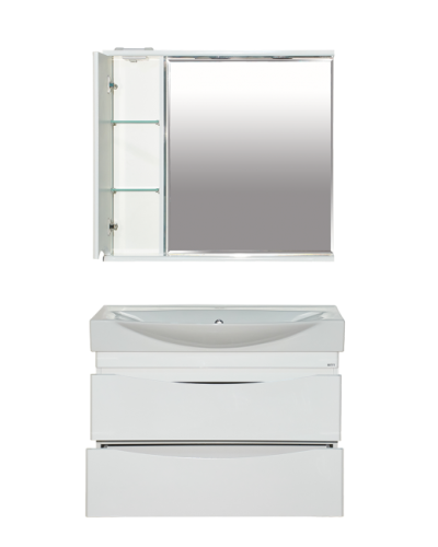 Элвис - 85 Зеркало-шкаф лев. (свет)  белая эмаль