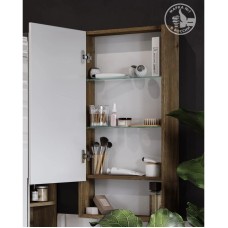 Зеркальный шкаф 45х85 см белый глянец/дуб рустикальный Акватон Сканди 1A252002SDZ90