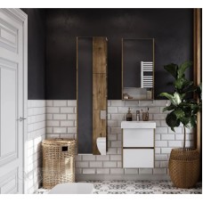 Зеркальный шкаф 45х85 см белый глянец/дуб рустикальный Акватон Сканди 1A252002SDZ90