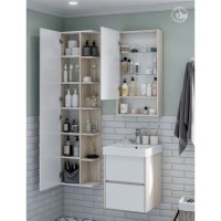 Зеркальный шкаф 45х85 см белый глянец/дуб верона Акватон Сканди 1A252002SDB20