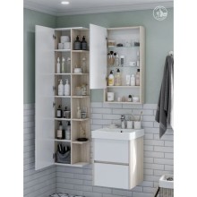 Зеркальный шкаф 45х85 см белый глянец/дуб верона Акватон Сканди 1A252002SDB20