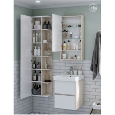 Зеркальный шкаф 45х85 см белый глянец/дуб верона Акватон Сканди 1A252002SDB20