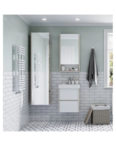 Зеркальный шкаф 45х85 см белый глянец/дуб верона Акватон Сканди 1A252002SDB20