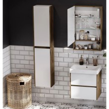 Зеркальный шкаф 55х85 см белый глянец/дуб рустикальный Акватон Сканди 1A252102SDZ90