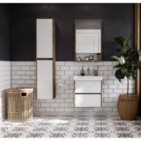 Зеркальный шкаф 55х85 см белый глянец/дуб рустикальный Акватон Сканди 1A252102SDZ90