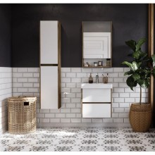 Зеркальный шкаф 55х85 см белый глянец/дуб рустикальный Акватон Сканди 1A252102SDZ90