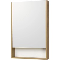 Зеркальный шкаф 55х85 см белый глянец/дуб рустикальный Акватон Сканди 1A252102SDZ90