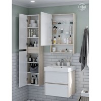 Зеркальный шкаф 55х85 см белый глянец/дуб верона Акватон Сканди 1A252102SDB20