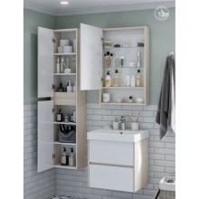 Зеркальный шкаф 55х85 см белый глянец/дуб верона Акватон Сканди 1A252102SDB20