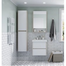 Зеркальный шкаф 55х85 см белый глянец/дуб верона Акватон Сканди 1A252102SDB20