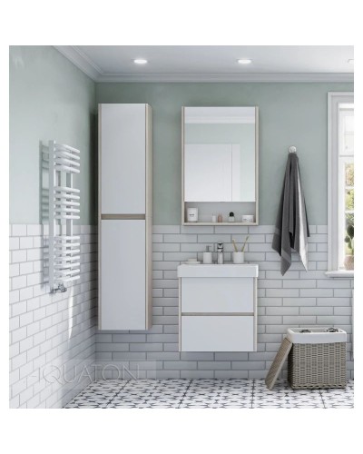 Зеркальный шкаф 55х85 см белый глянец/дуб верона Акватон Сканди 1A252102SDB20