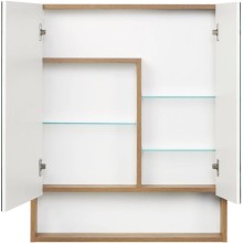 Зеркальный шкаф 70х85 см белый глянец/дуб рустикальный Акватон Сканди 1A252202SDZ90