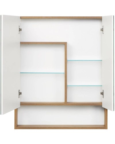 Зеркальный шкаф 70х85 см белый глянец/дуб рустикальный Акватон Сканди 1A252202SDZ90