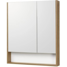 Зеркальный шкаф 70х85 см белый глянец/дуб рустикальный Акватон Сканди 1A252202SDZ90