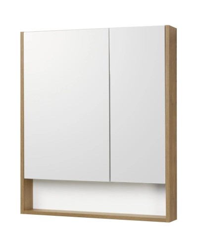 Зеркальный шкаф 70х85 см белый глянец/дуб рустикальный Акватон Сканди 1A252202SDZ90