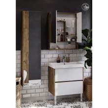 Зеркальный шкаф 70х85 см белый глянец/дуб рустикальный Акватон Сканди 1A252202SDZ90