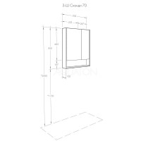 Зеркальный шкаф 70х85 см белый глянец/дуб верона Акватон Сканди 1A252202SDB20