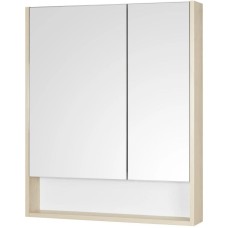 Зеркальный шкаф 70х85 см белый глянец/дуб верона Акватон Сканди 1A252202SDB20