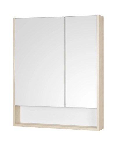 Зеркальный шкаф 70х85 см белый глянец/дуб верона Акватон Сканди 1A252202SDB20