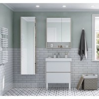 Зеркальный шкаф 70х85 см белый глянец/дуб верона Акватон Сканди 1A252202SDB20