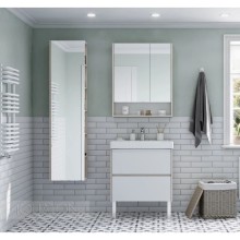 Зеркальный шкаф 70х85 см белый глянец/дуб верона Акватон Сканди 1A252202SDB20