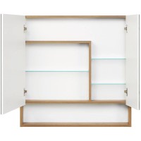 Зеркальный шкаф 85х85 см белый глянец/дуб рустикальный Акватон Сканди 1A252302SDZ90