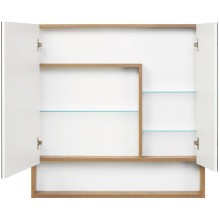 Зеркальный шкаф 85х85 см белый глянец/дуб рустикальный Акватон Сканди 1A252302SDZ90