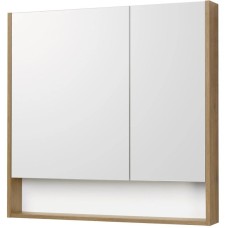 Зеркальный шкаф 85х85 см белый глянец/дуб рустикальный Акватон Сканди 1A252302SDZ90