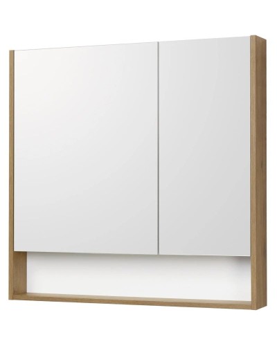 Зеркальный шкаф 85х85 см белый глянец/дуб рустикальный Акватон Сканди 1A252302SDZ90
