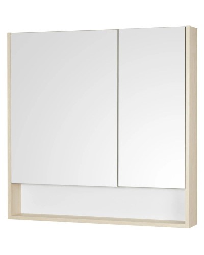 Зеркальный шкаф 85х85 см белый глянец/дуб верона Акватон Сканди 1A252302SDB20