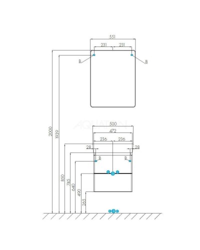 Зеркальный шкаф 55,1х70,1 см белый глянец R Акватон Скай 1A238402SY010