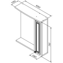 Зеркальный шкаф 65х75 см белый глянец R Damixa Palace One M41MPR0651WG