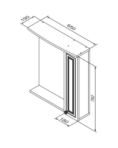 Зеркальный шкаф 65х75 см белый глянец R Damixa Palace One M41MPR0651WG