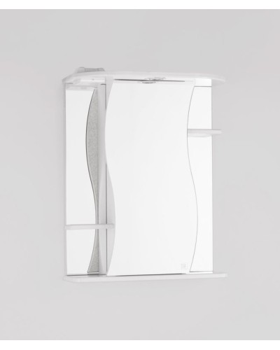 Зеркальный шкаф Style Line Эко волна Лилия 55 С с подсветкой Белый глянец