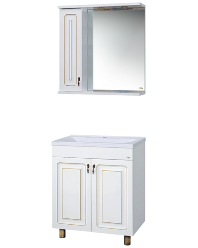 Вояж - 70 Зеркало-шкаф лев. белая патина