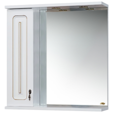 Вояж - 80 Зеркало-шкаф лев. белое патина