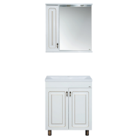 Вояж - 80 Зеркало-шкаф лев. белое патина